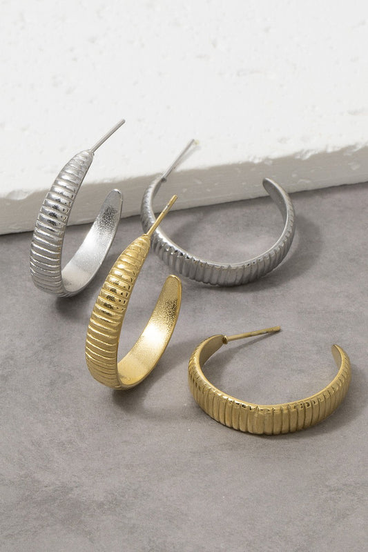 Ribbed Hoop Earrings