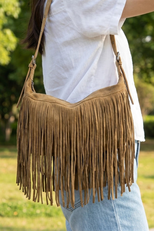 Fringe Suede Shoulder Bag