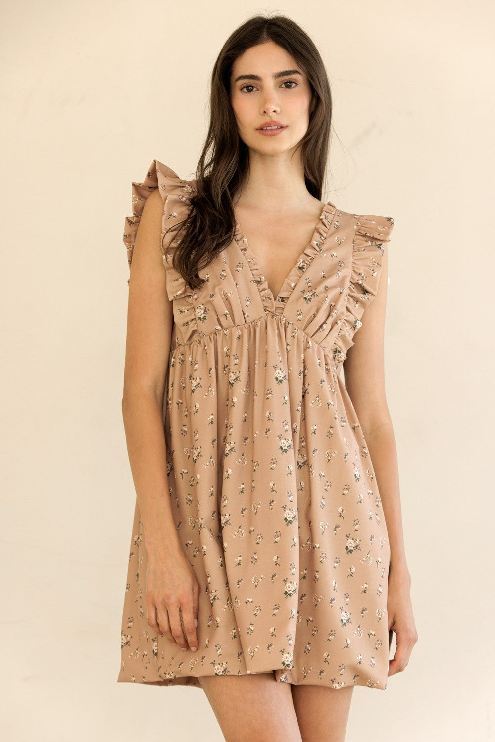 Floral Flutter Sleeve Mini Dress