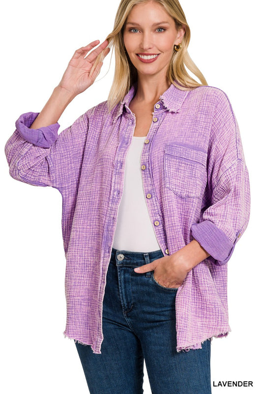 Washed Gauze Button Down