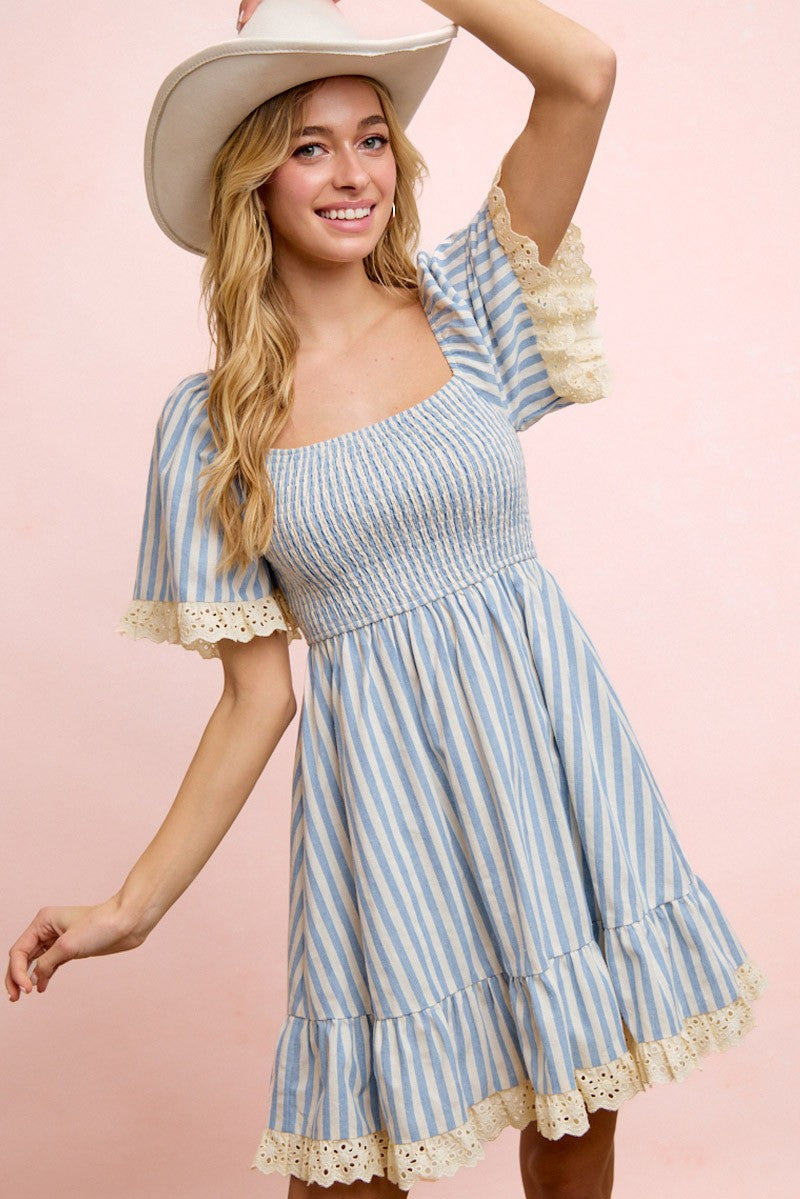 Amee Eyelet & Stripes Dress