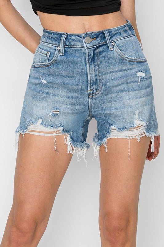 Zaylee High Rise Distressed Shorts