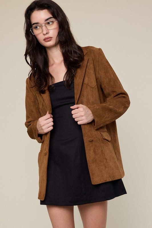 Fin Oversized Suede Like Blazer
