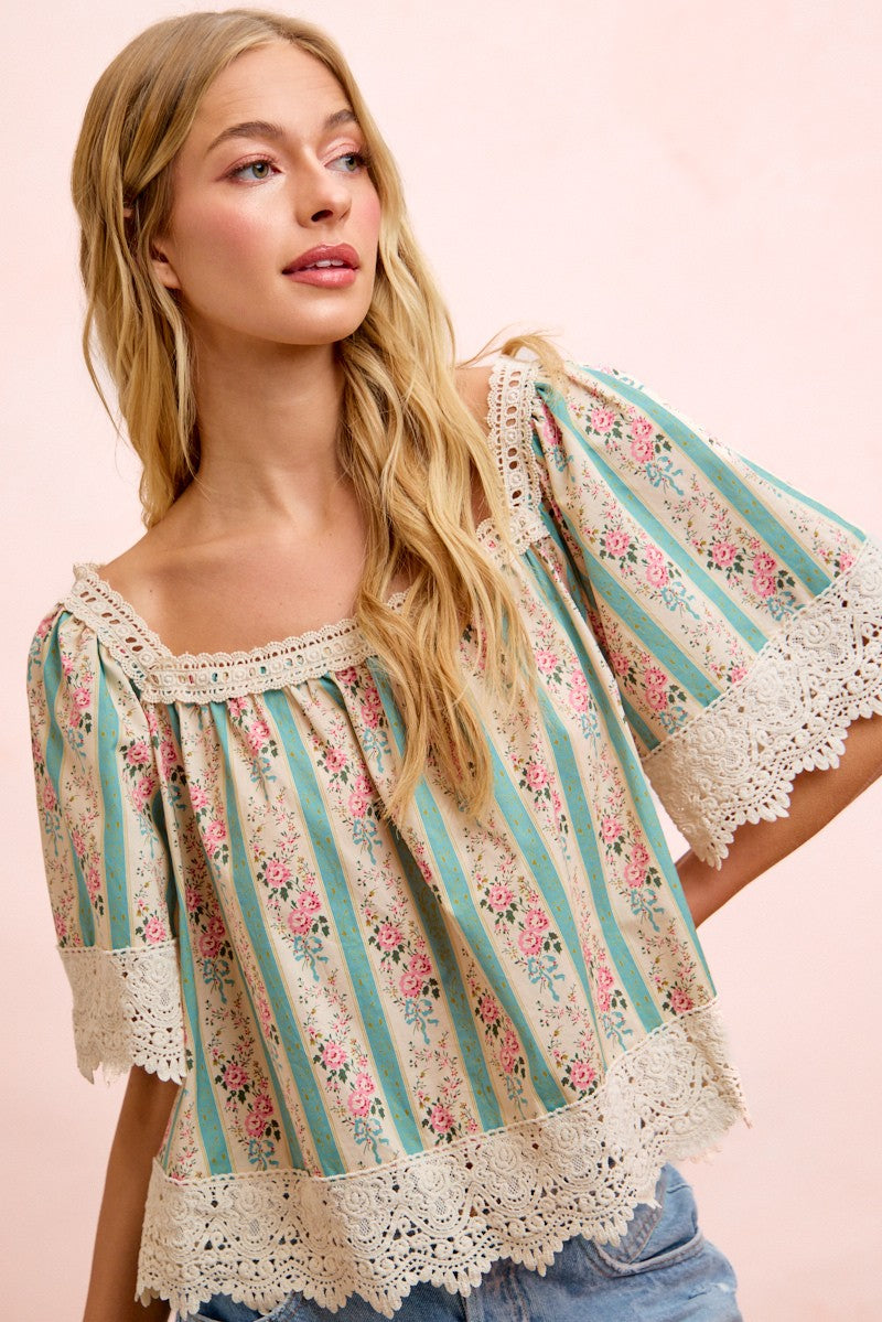 Saylor Floral & Lace Top
