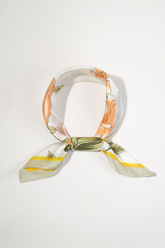 Floral Garden Silky Bandana Scarf- Green