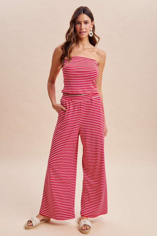 Striped Jersey Tube Top & Pants Set