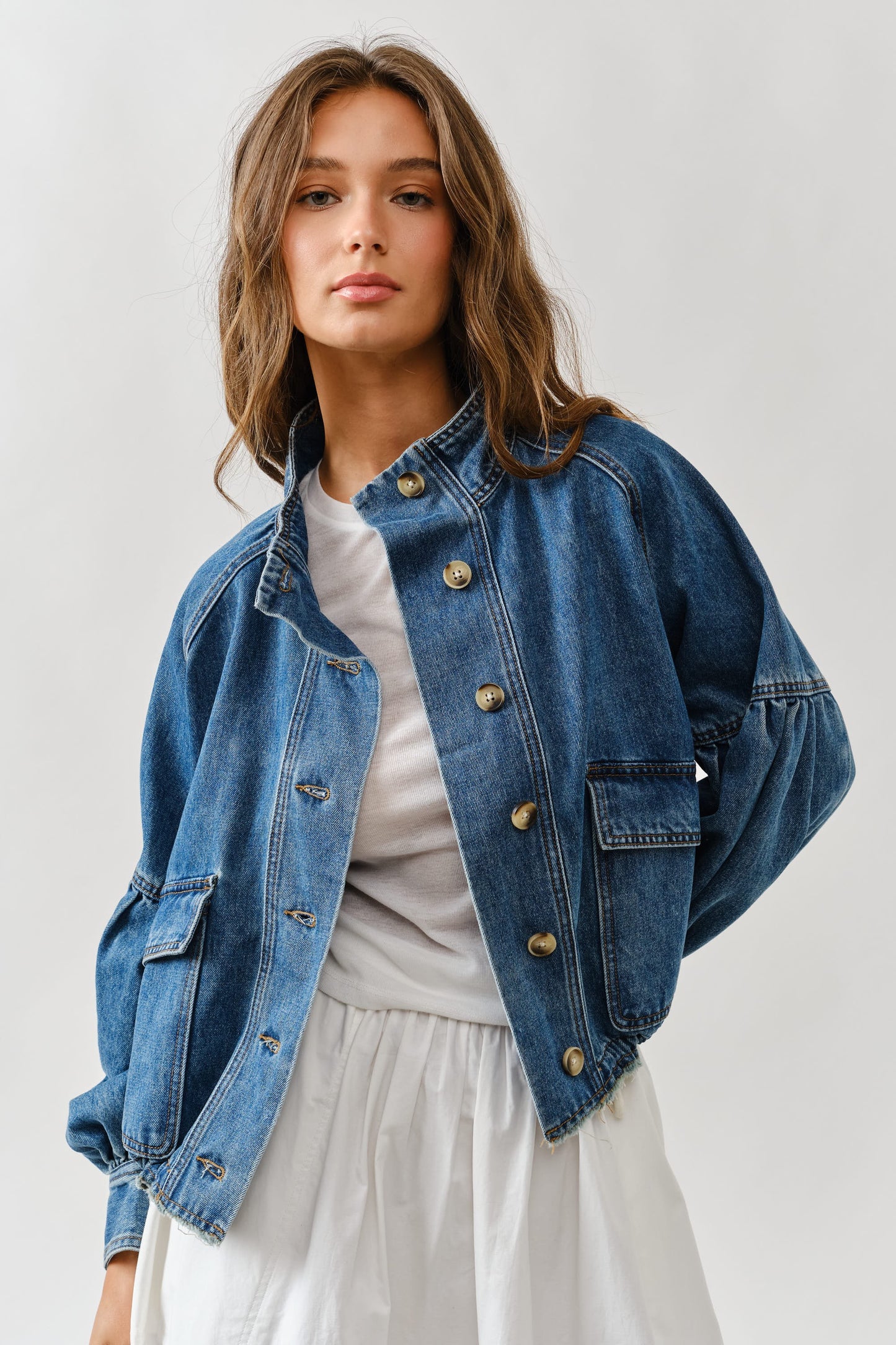 Balloon Sleeve Denim Jacket
