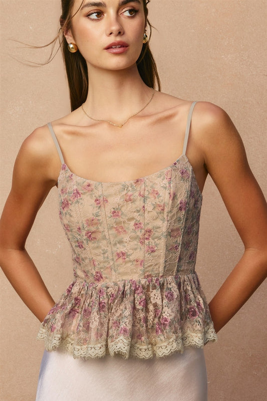 Brume Et Fleur Corset Peplum Top