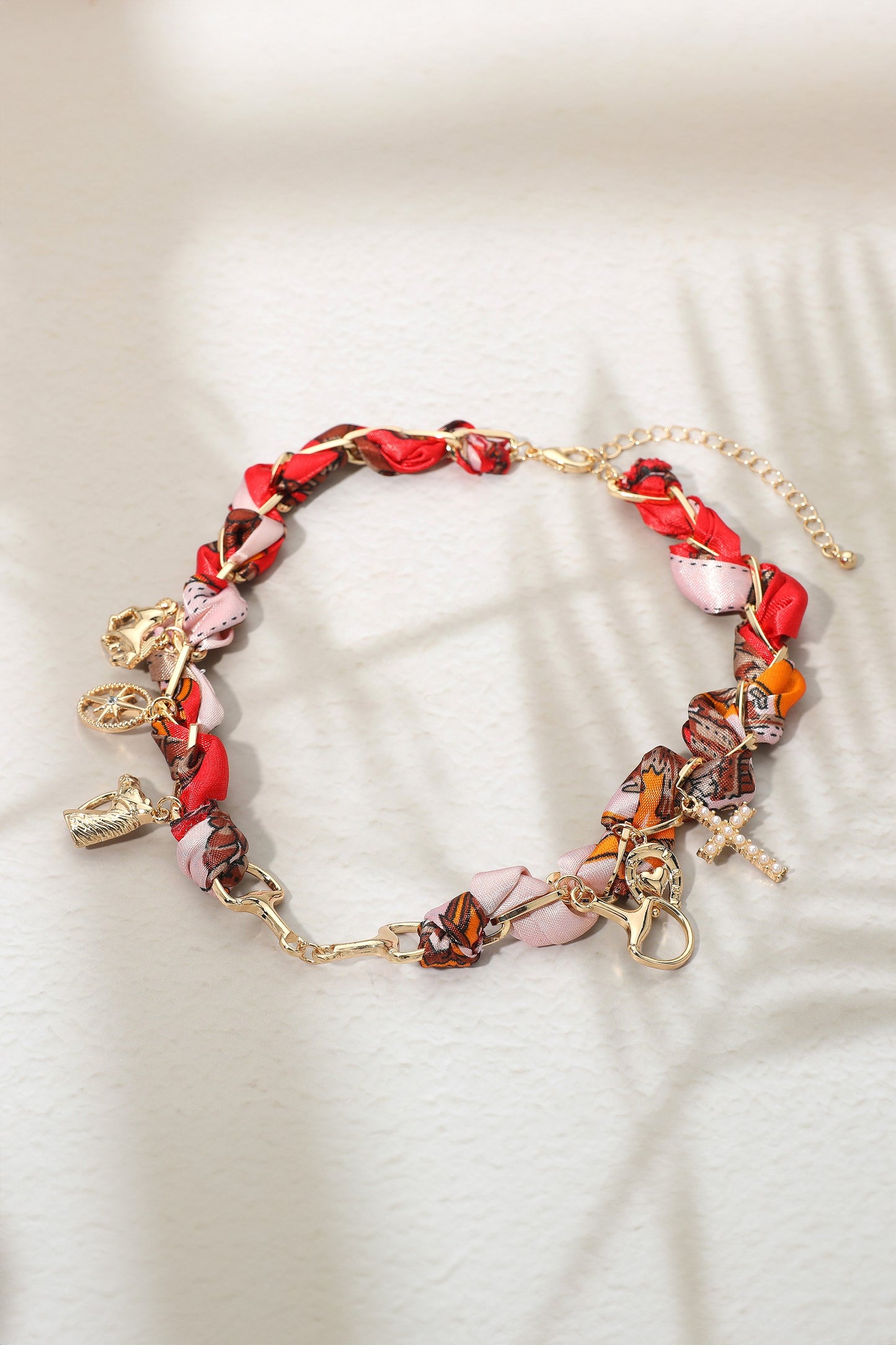 Horsebit Horse Horseshoe Pearl Cross Necklace