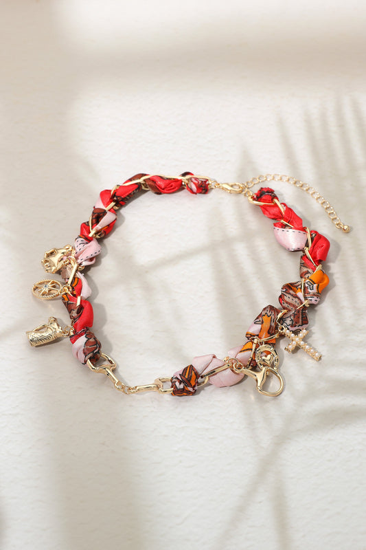 Horsebit Horse Horseshoe Pearl Cross Necklace