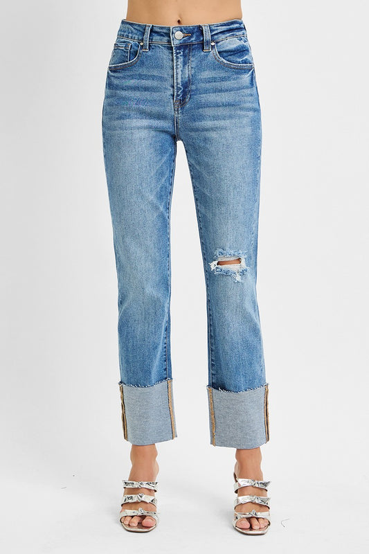 Audrey Straight Leg Wide Cuffed Jean