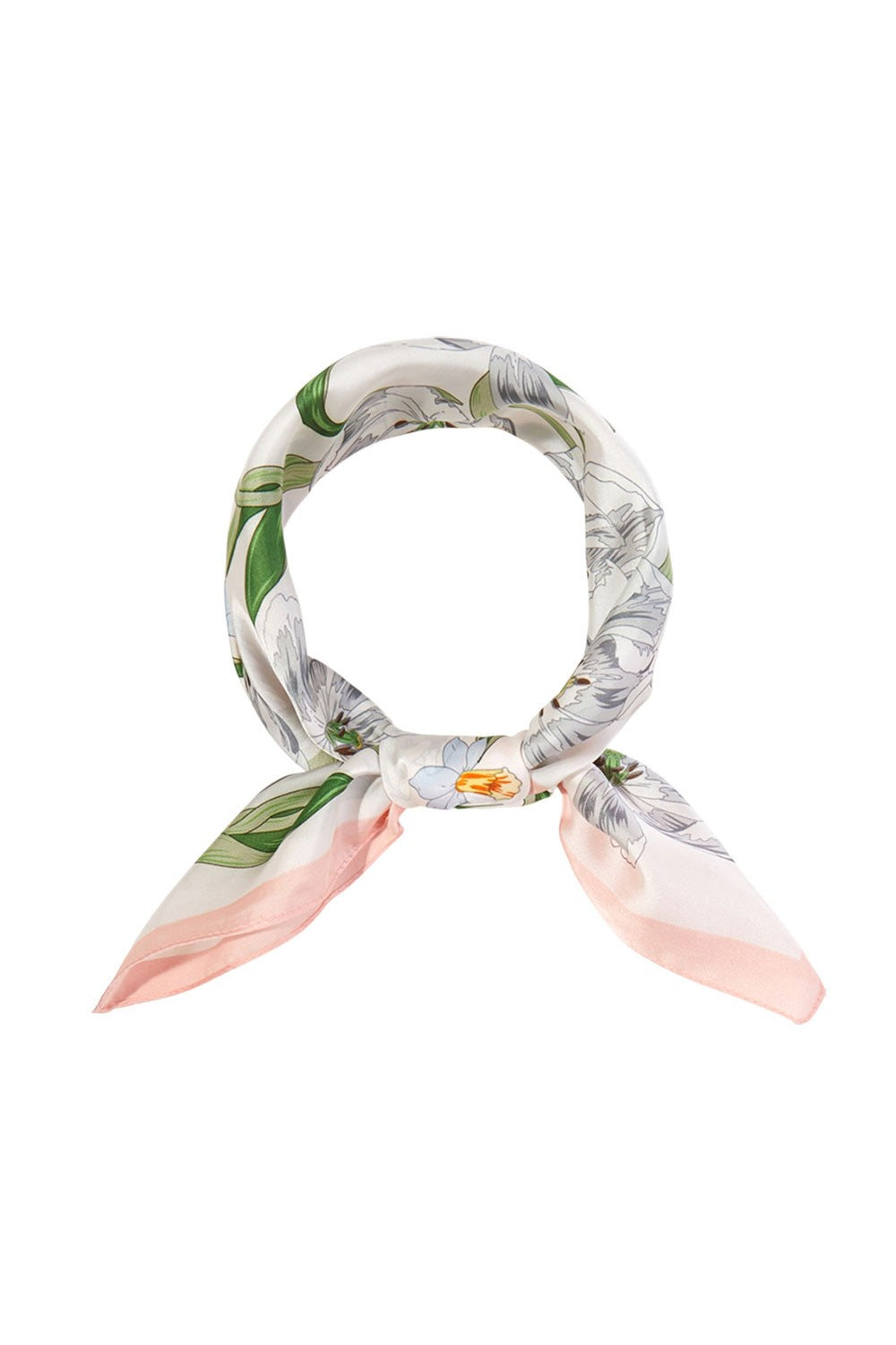 Elegant Floral Silky Bandana Scarf- Pink