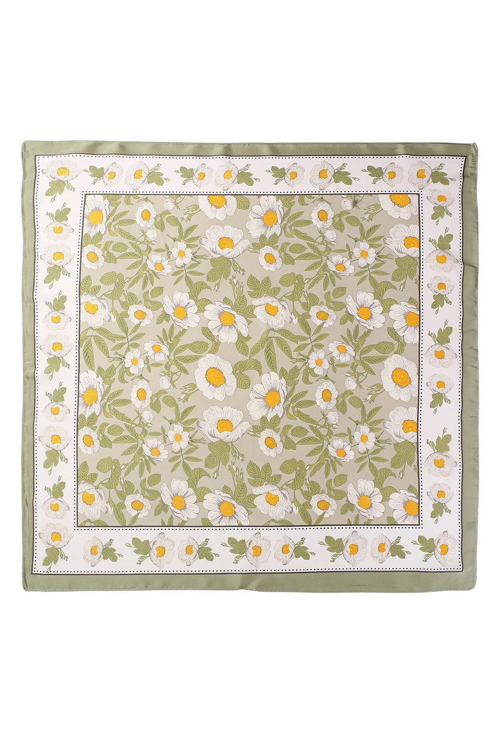 Spring Meadow Daisy Silky Bandana Scarf
