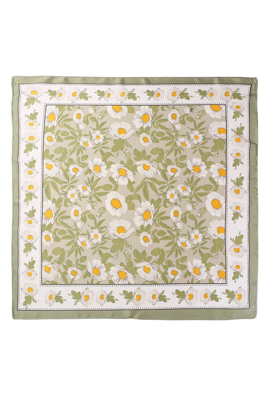Spring Meadow Daisy Silky Bandana Scarf