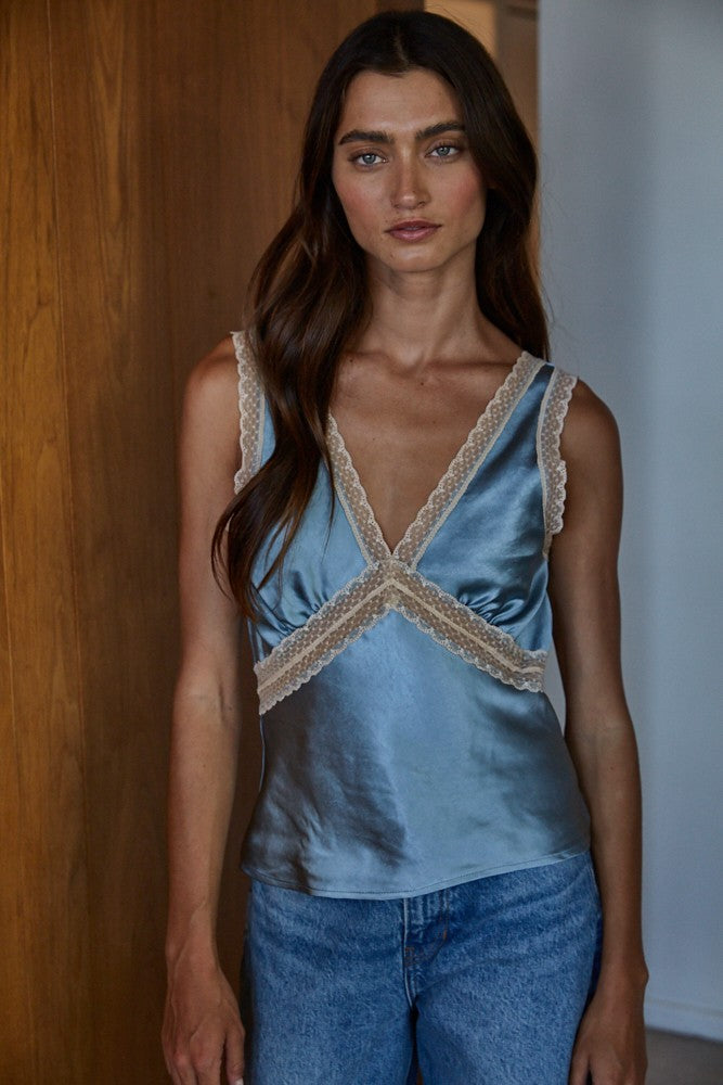 My Darling Contrast Lace Trim Top