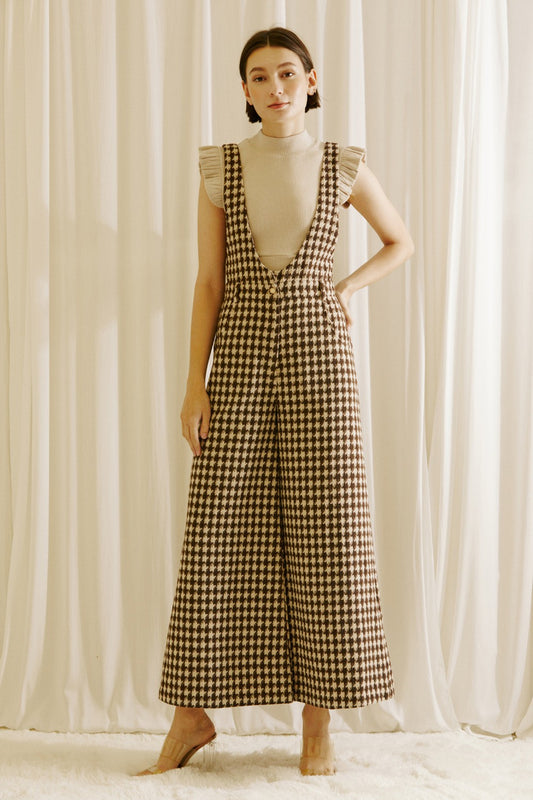 Houndstooth Tweed Jumpsuit
