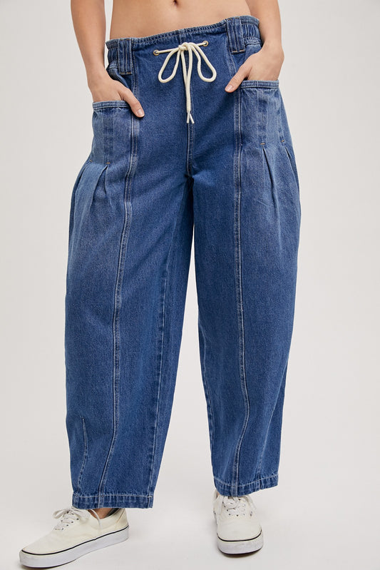 Barrel Low-Rise Drawstring Jean