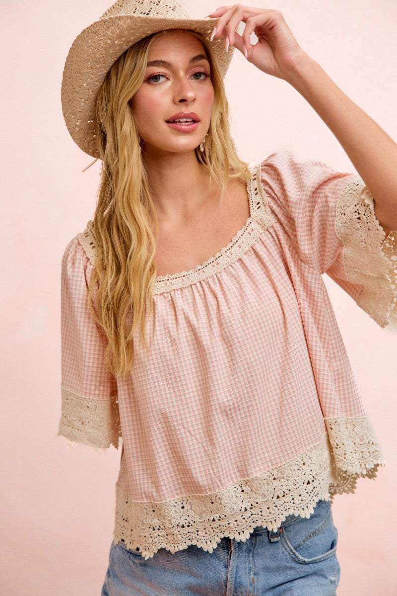 Pretty In Pink Gingham Top
