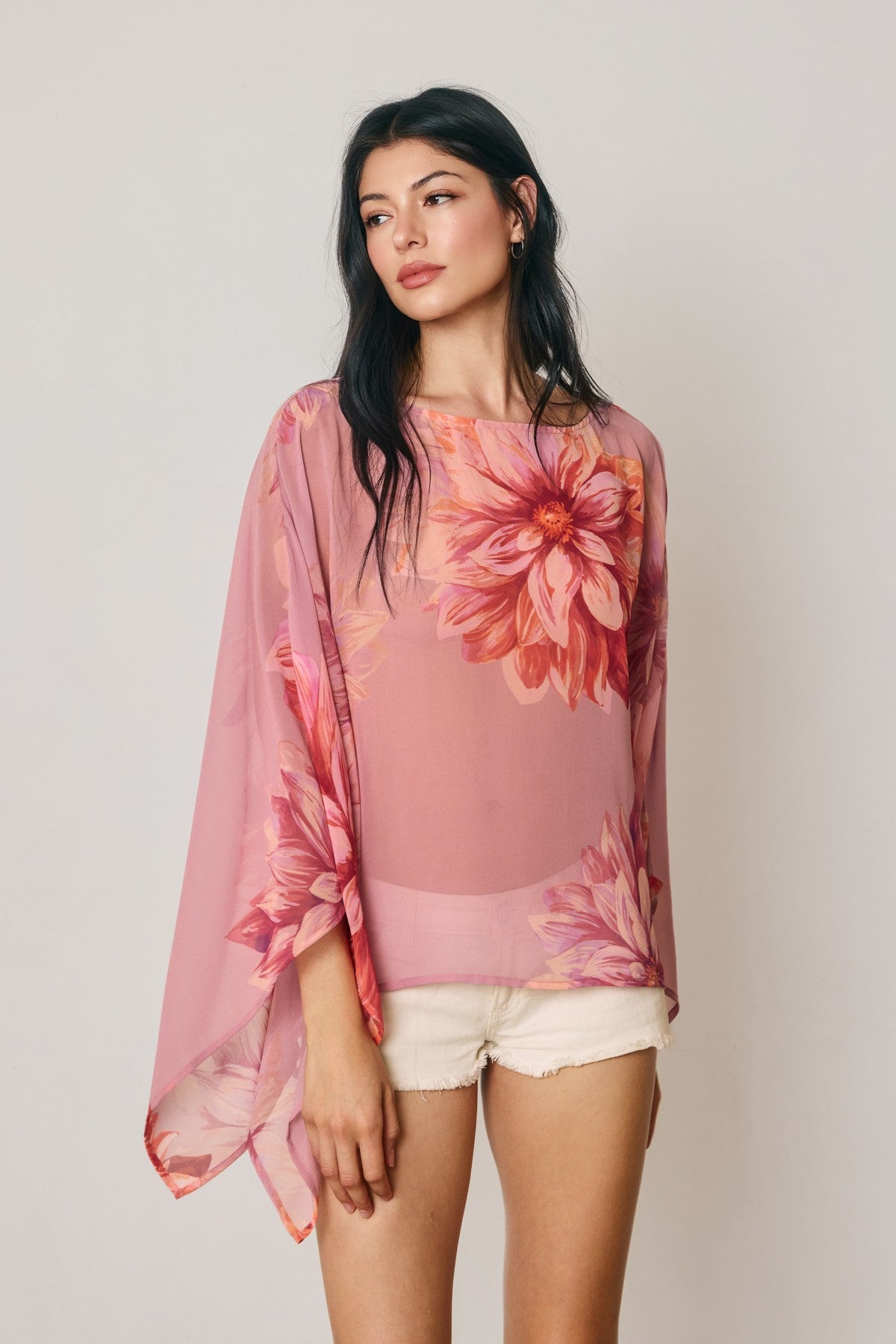 Charlotte Draped Silk Poncho Top