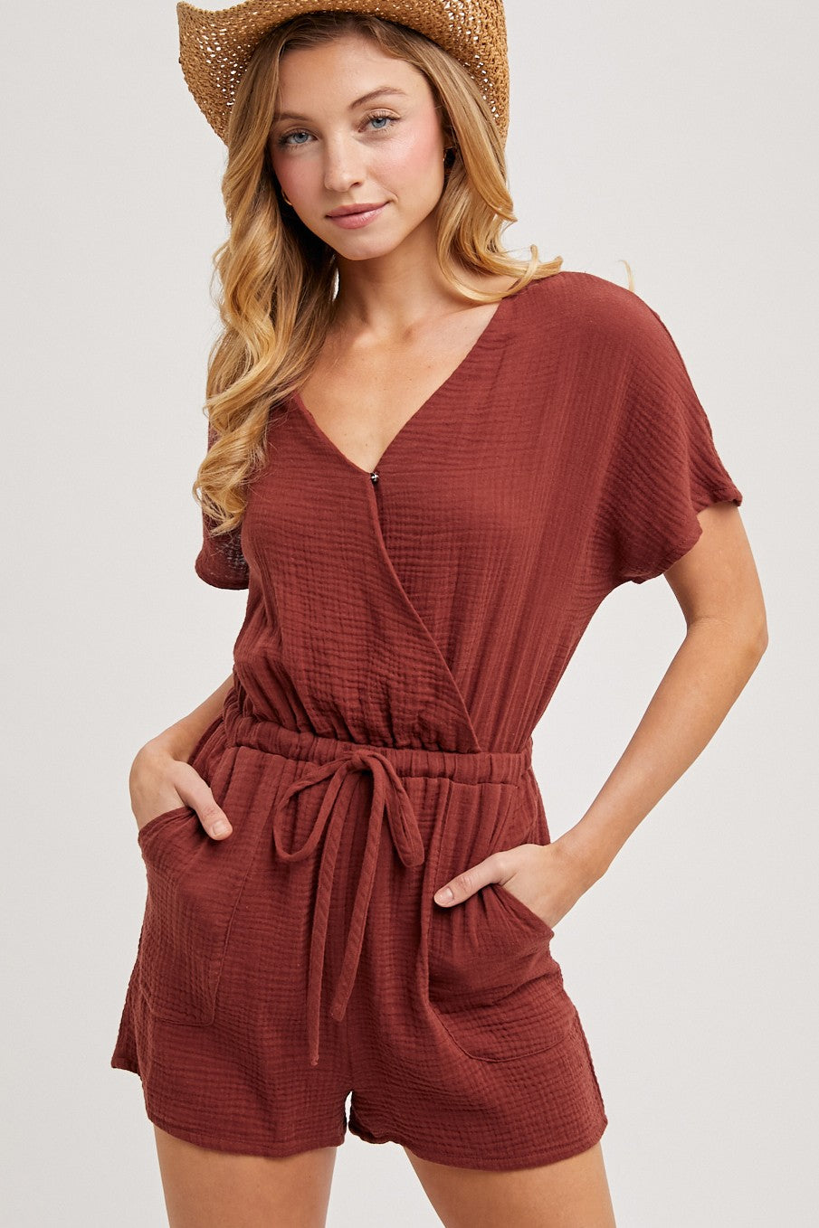 Wrap Waist Drawstring Romper