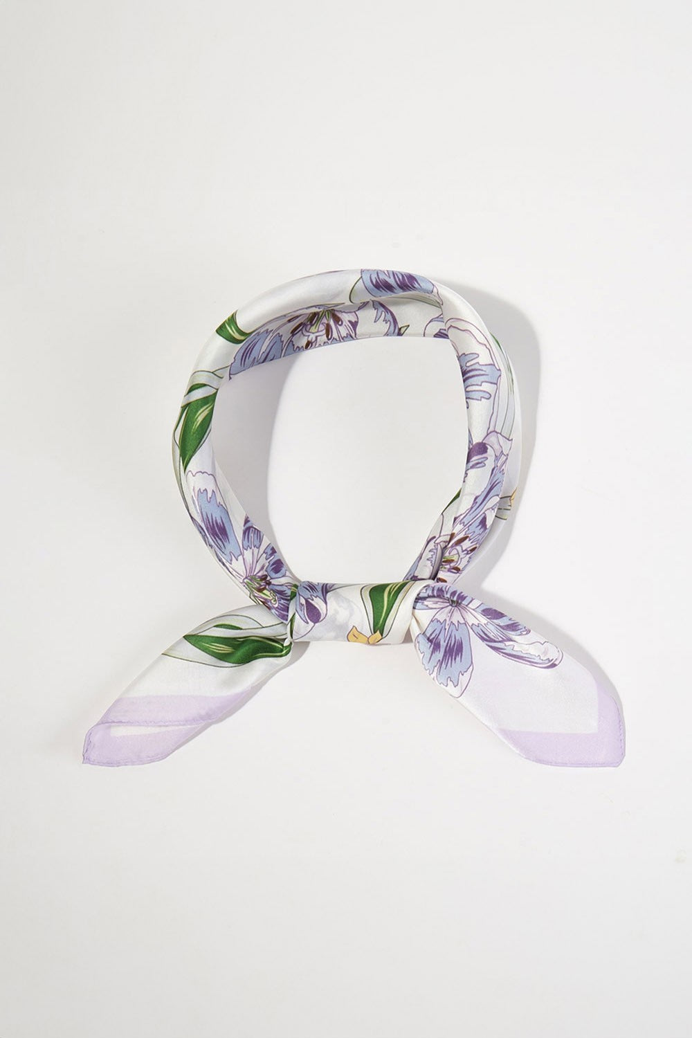 Elegant Floral Silky Bandana Scarf- Purple