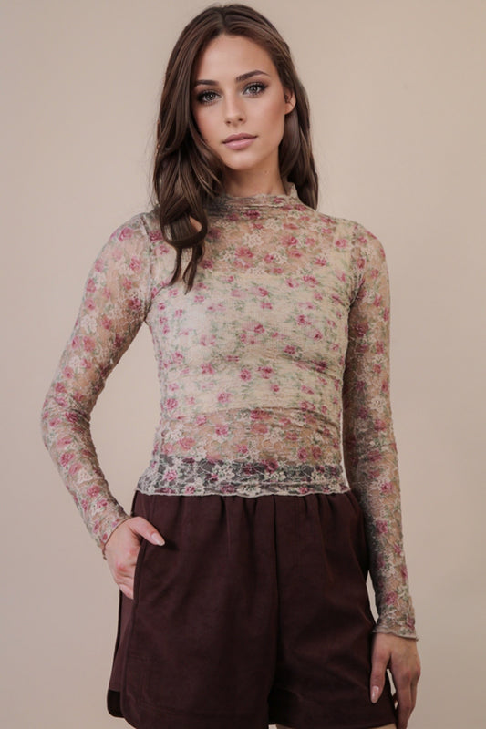 Floral Mesh Lace Top