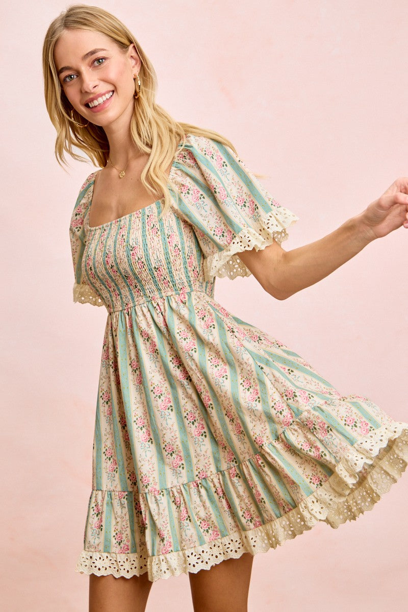 Saylor Floral & Lace Dress
