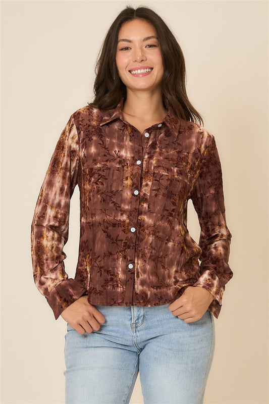 Autumn Floral Burnout Blouse