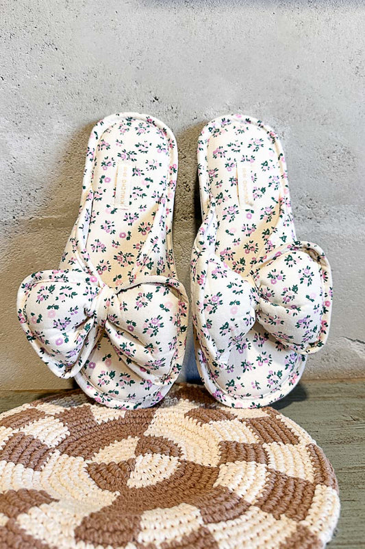 Floral Big Bow Slippers
