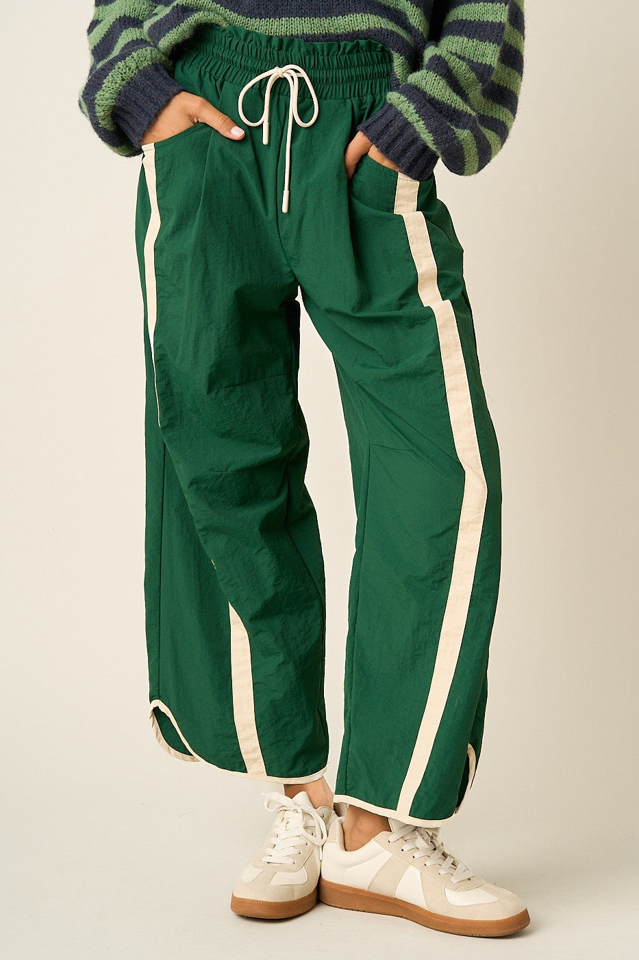 Sporty Stripe Nylon Barrel Pants