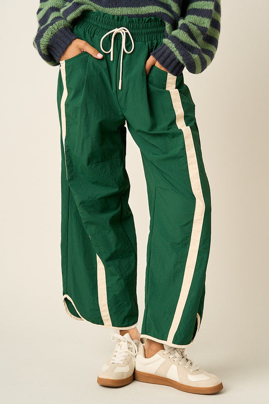 Sporty Stripe Nylon Barrel Pants