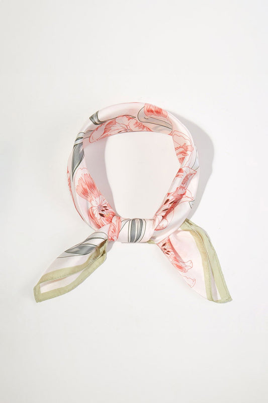 Elegant Floral Silky Bandana Scarf- Green
