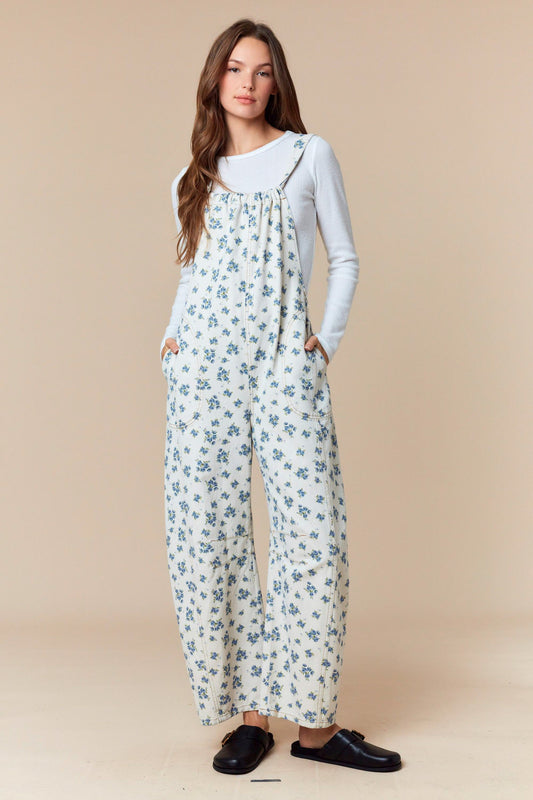 Floral Denim Jumpsuit