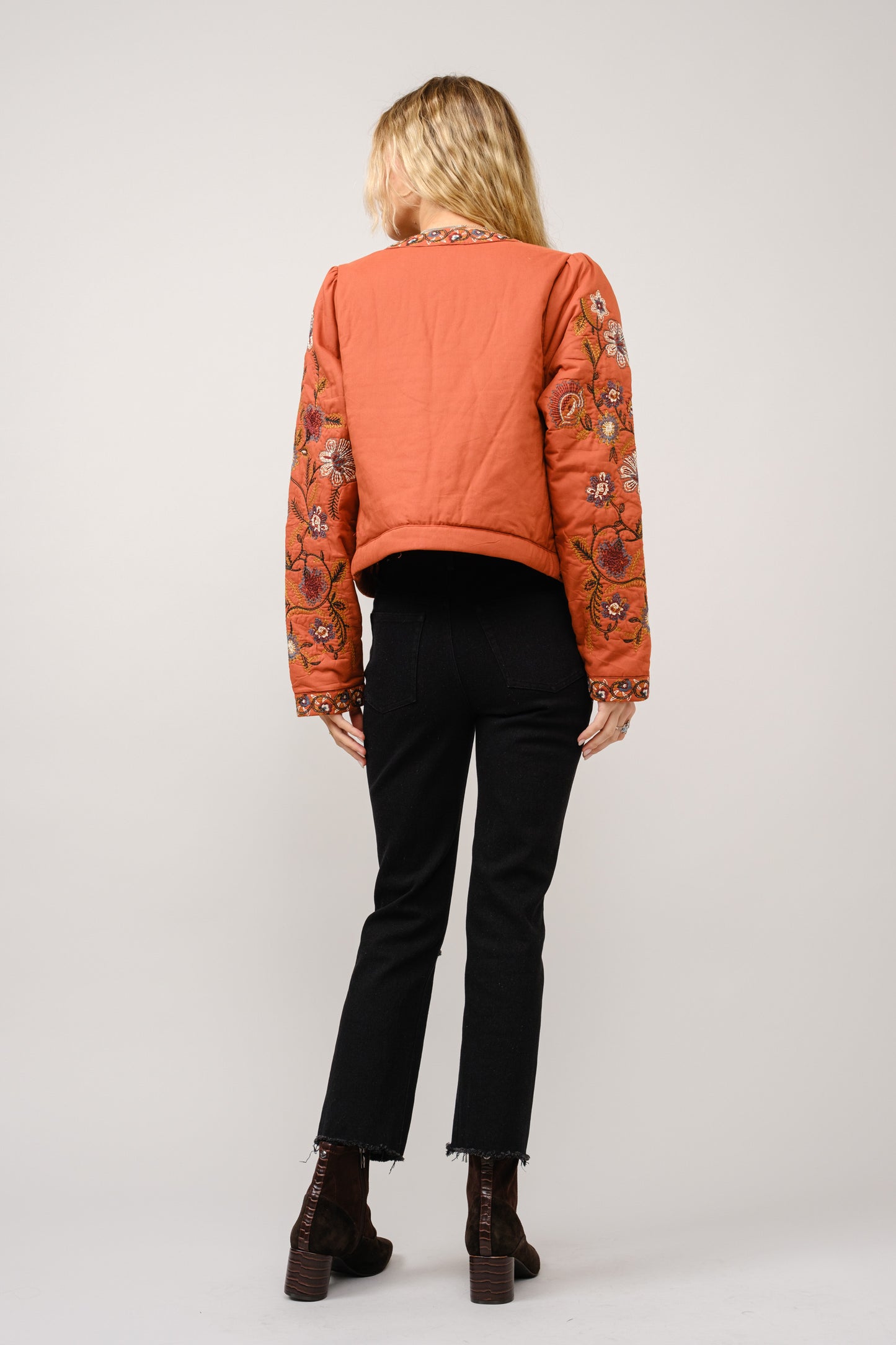 Embroidered Zip Up Jacket