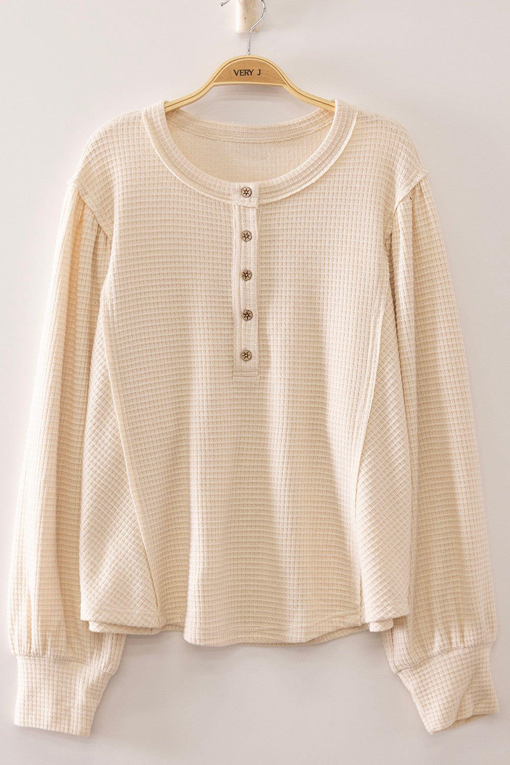 Jaslyn Waffle Knit Henley Top