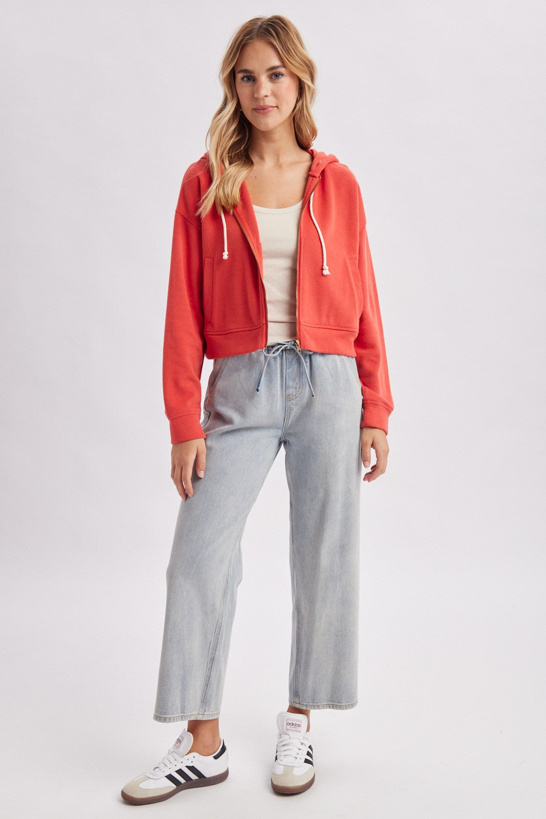 Soft Knit Cropped Zip Hoodie