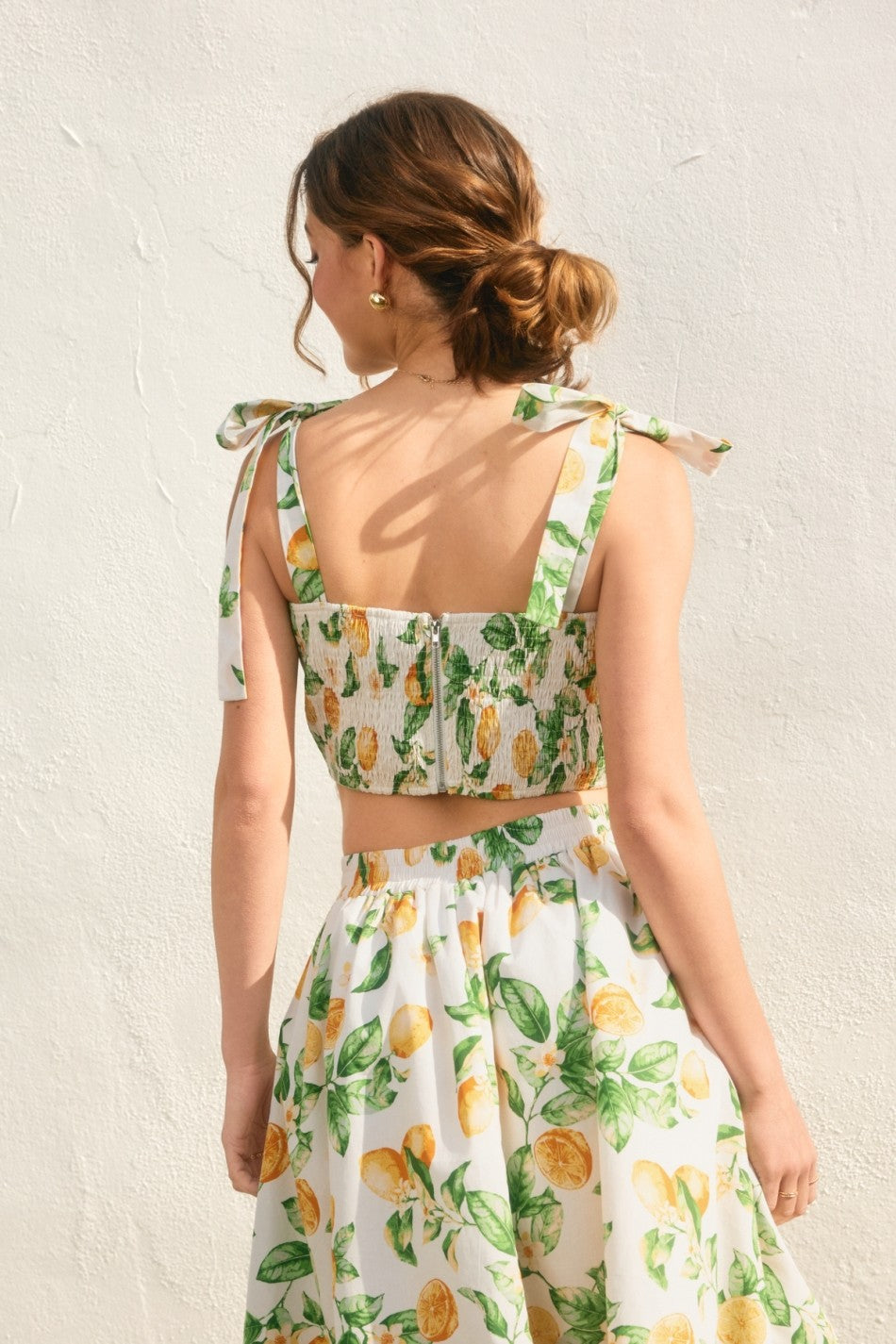 Lemon Tie Shoulder Crop Top