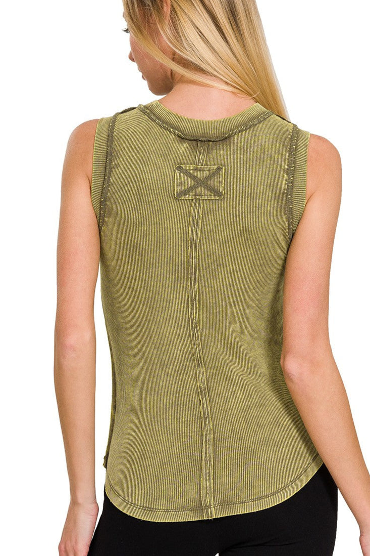 Nina Ribbed Mineral Washed Tank