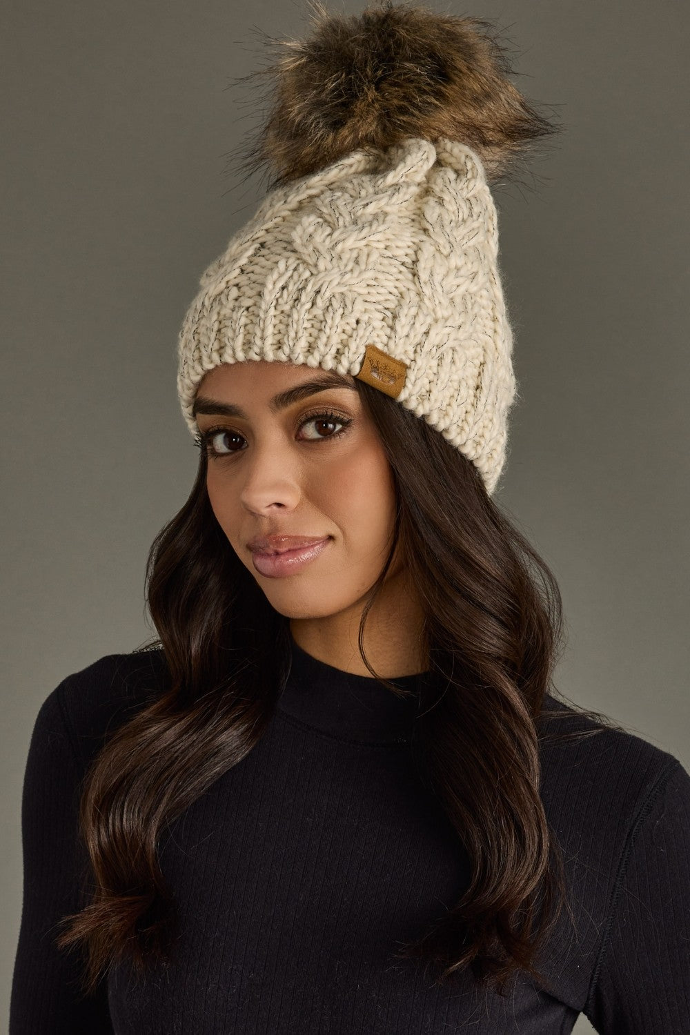 Lucia Cable Knit Pom Hat
