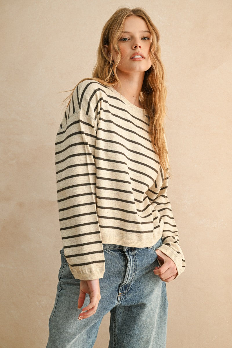 Lia Striped Knit Top