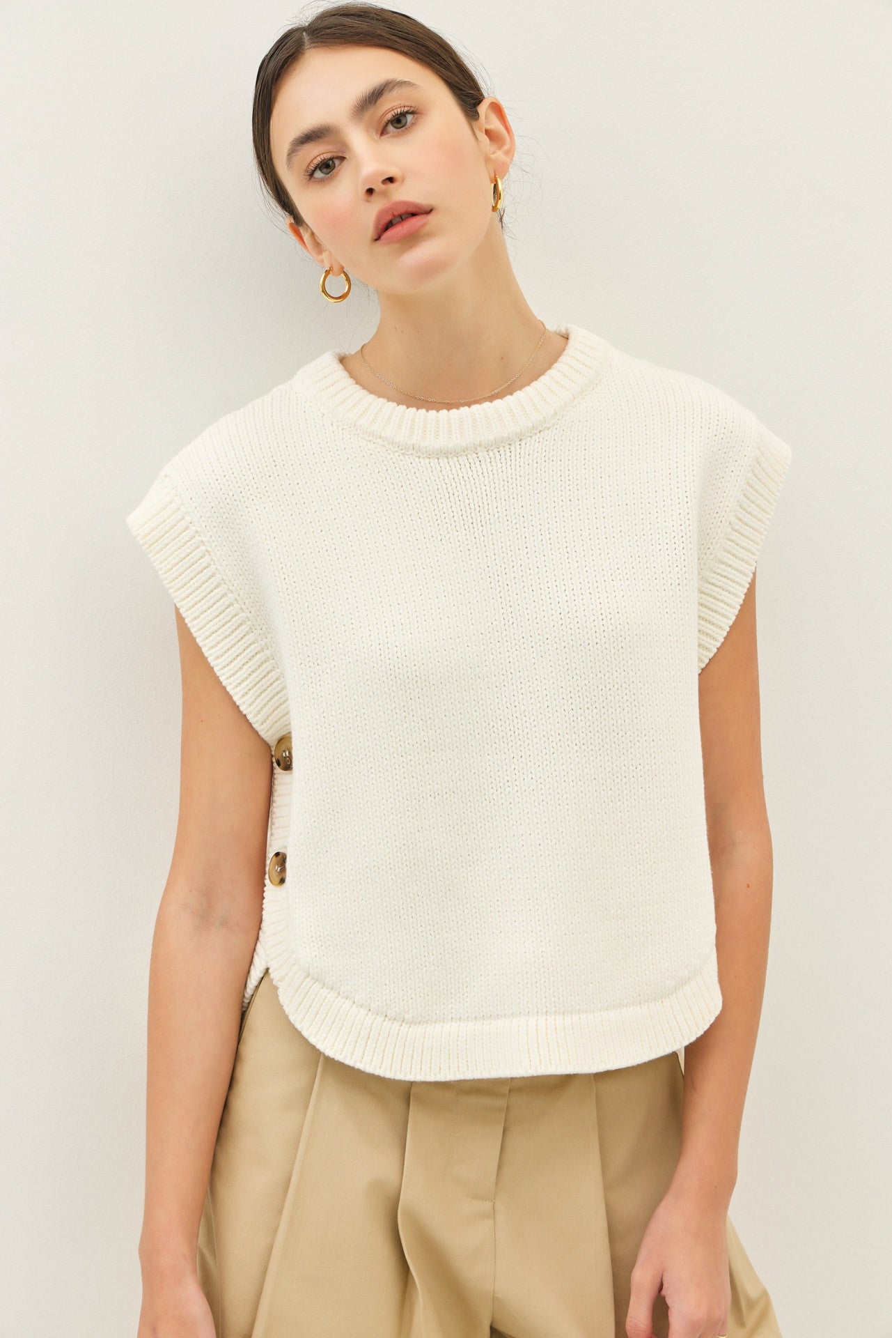 Side Button Sweater