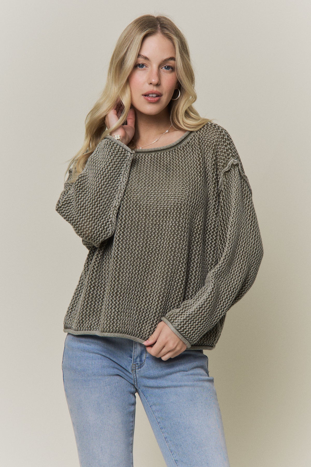 Margaret Rolled Hem Sweater