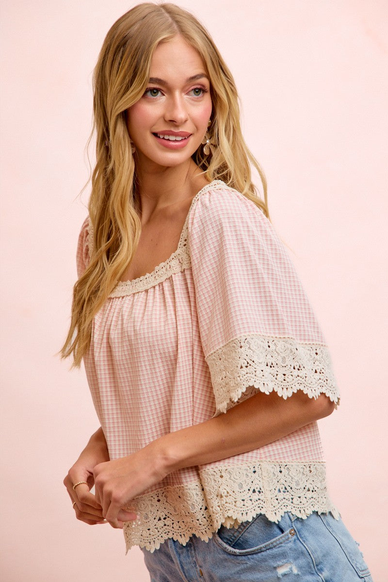 Pretty In Pink Gingham Top