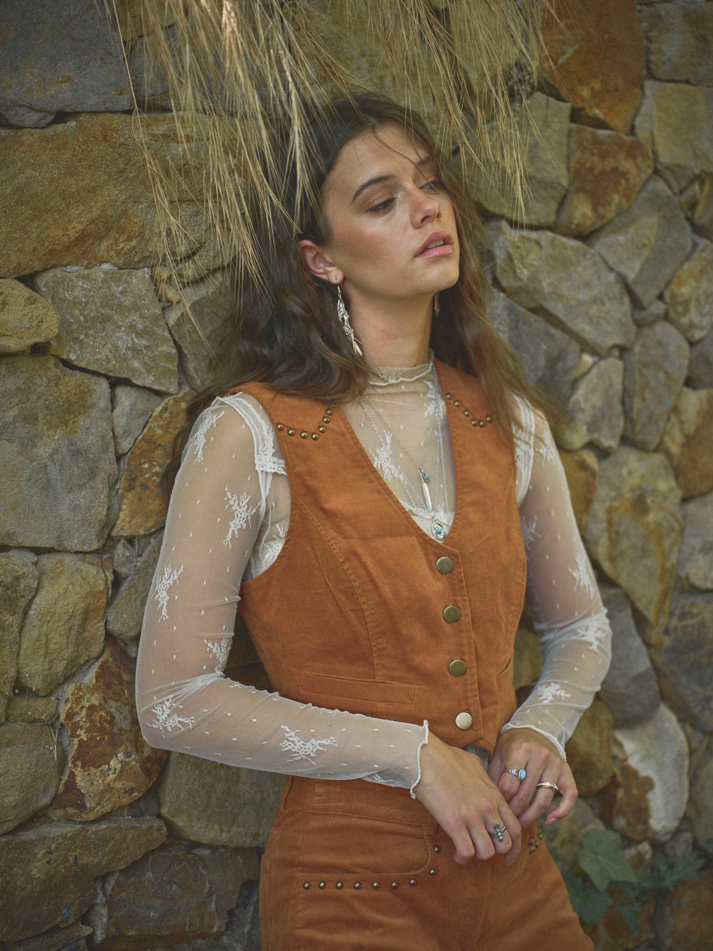 Corduroy Studded Vest