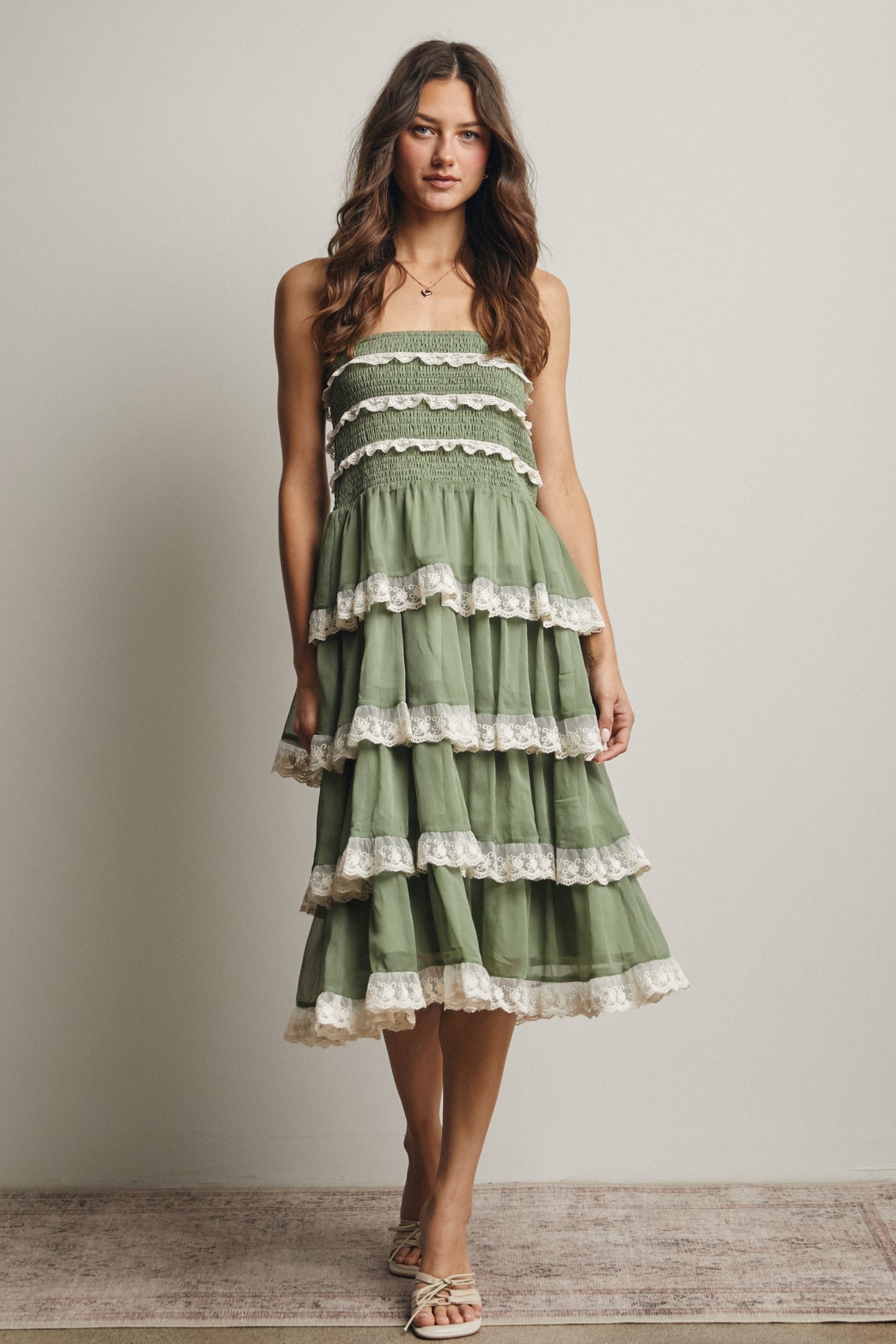 Smocked Lace Trim Skirt/Dress