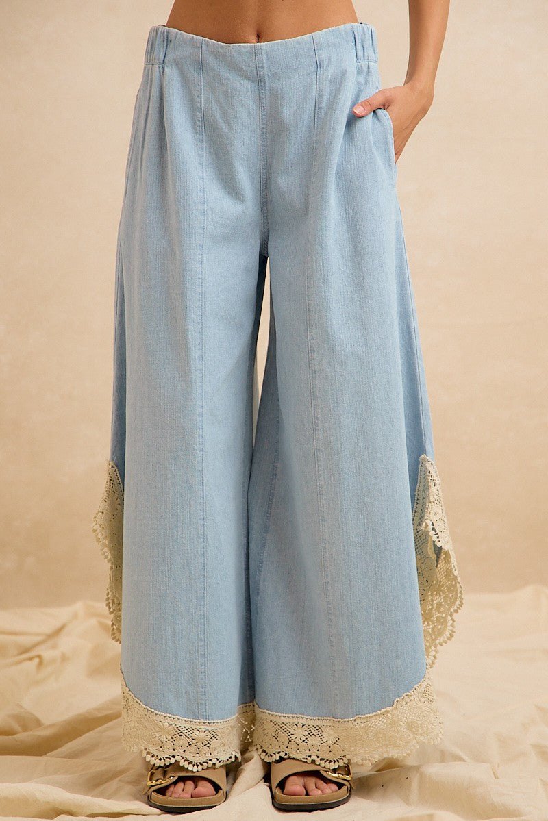 Tulip Hem Jean w/Crochet Lace