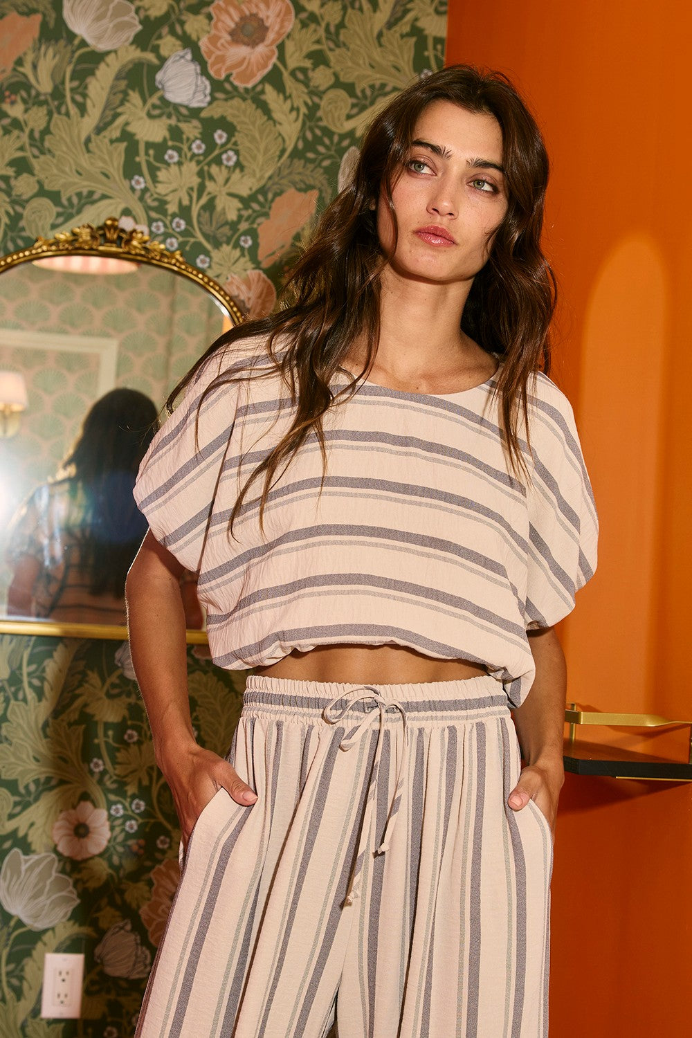 Gemma Stripe Bubble Hem Top
