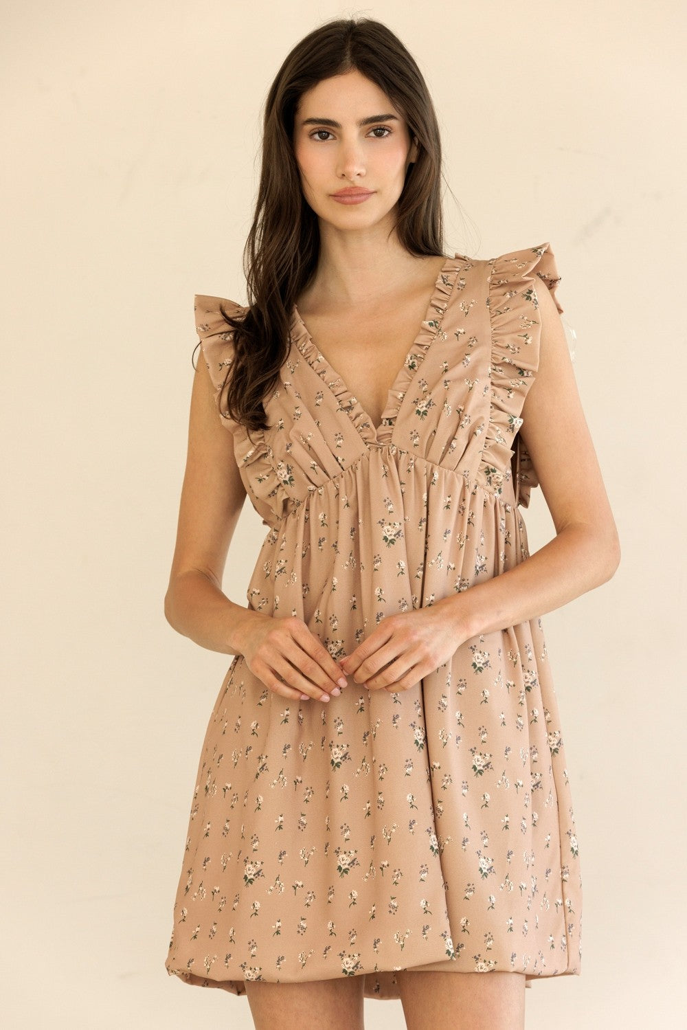 Floral Flutter Sleeve Mini Dress