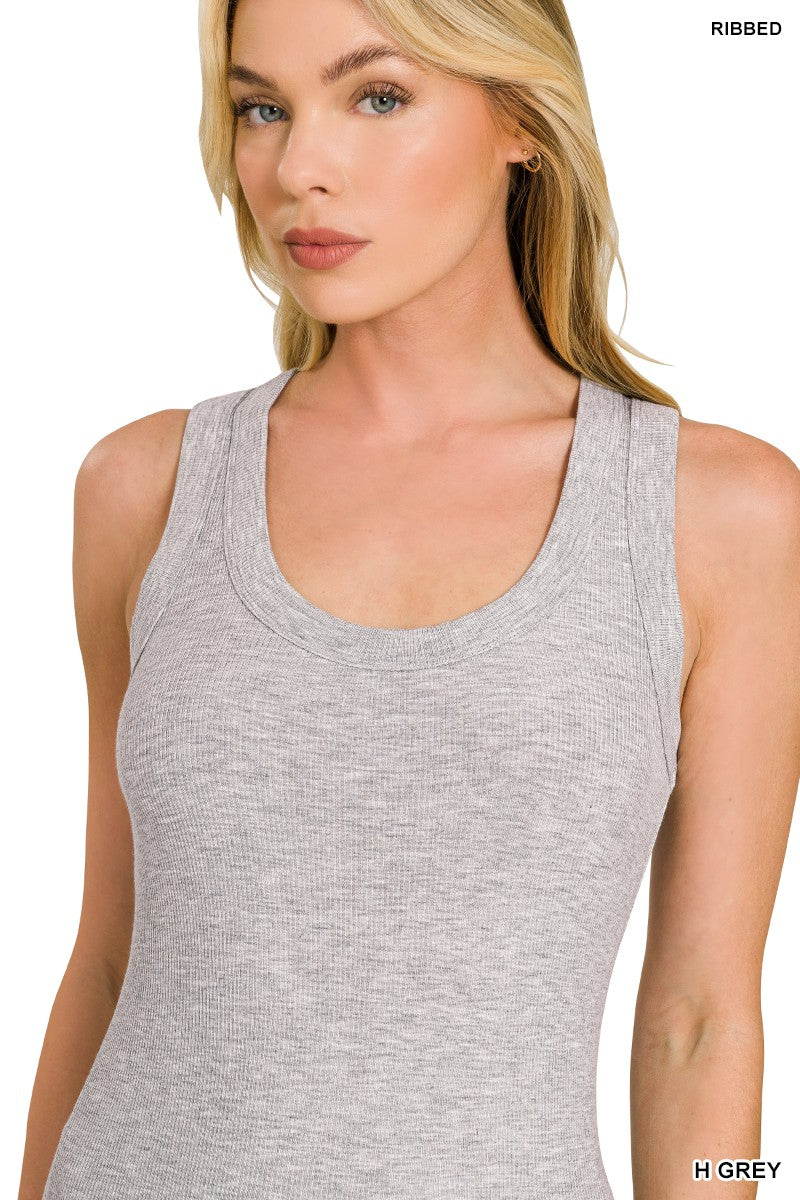 Ribbed Scoop Neck Tank Top