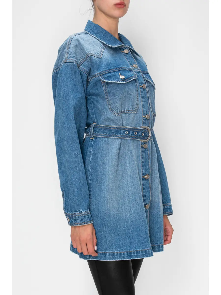 Belted Denim Shirt/Dress/Jacket